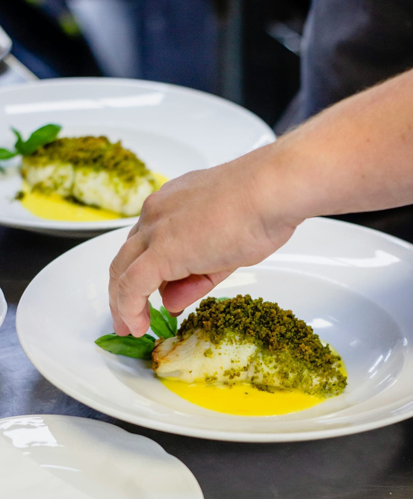 Dos de cabillaud en croûte de tapenade verte